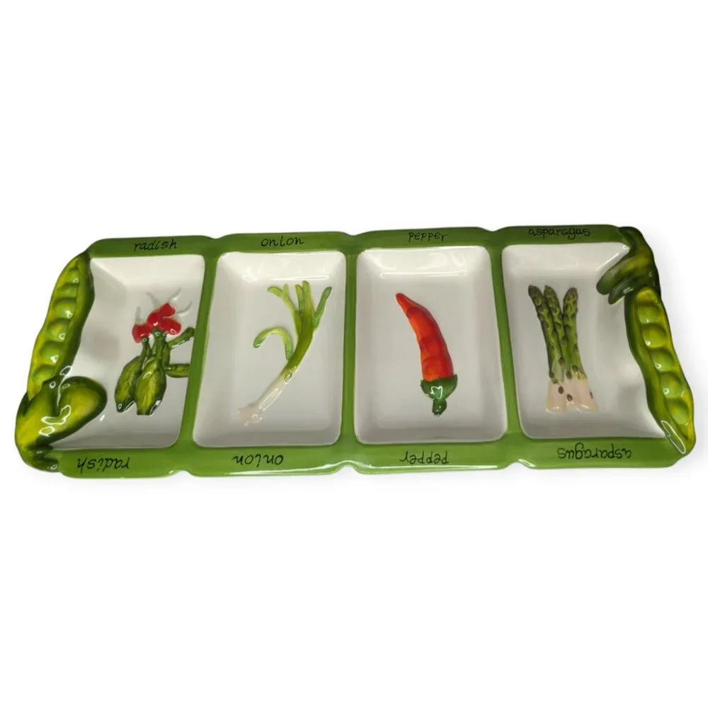Certified International Judy Phipps Ceramic 4 Compartment Vegetable Platter